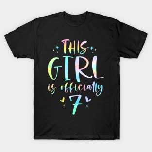 Kids This Girl Is Officially 7 Seven Year Old 7Th Birthday Girl T-Shirt